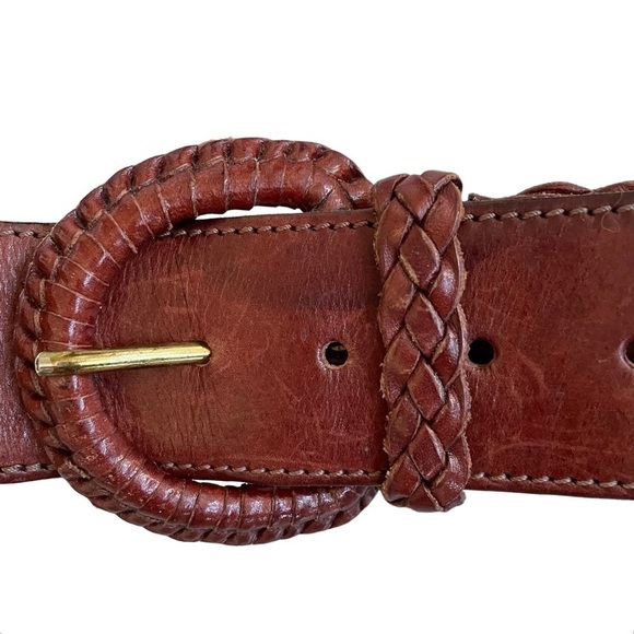 POLO RALPH LAUREN Leather Woven Braided Belt Brown 32 - Picture 4 of 8